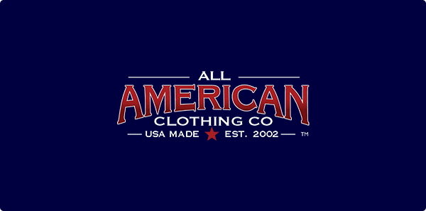 A blue shirt with the words all american clothing co.
