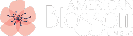 American Blossom Linens logo with pink flower.
