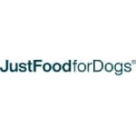 JustFoodforDogs logo on white background.