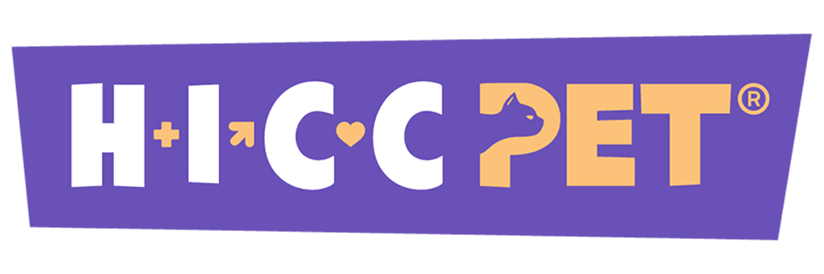HICC PET logo with purple background.