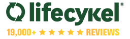 Lifecykel logo with star reviews displayed.