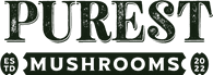 Purest Mushrooms logo in dark green.