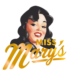 Smiling woman with "Miss Mary's" text.