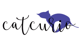 Purple cat silhouette with cursive text.