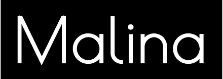 White text 'Malina' on black background.