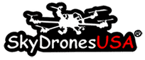 SkyDronesUSA logo with drone graphic.