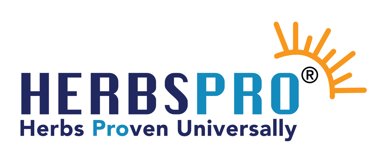 HerbsPro logo with slogan and sun icon.