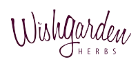 Wishgarden Herbs logo on black background.