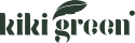 Logo with text "kiki green" and leaf.