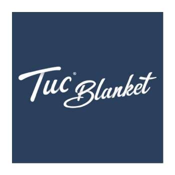 Logo with text 'Tuc Blanket' on blue.